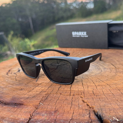 Sparxx Breeze Matte Black polarised safety sunglasses