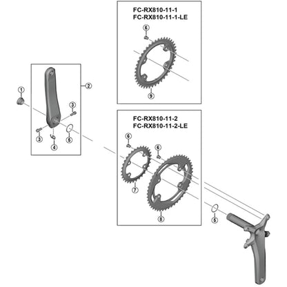 Shimano FC-RX810-1 GRX 11 speed single 1X chainring, 40T
