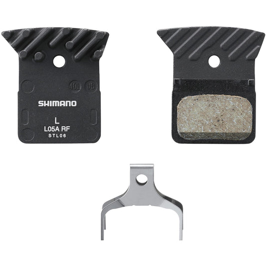 SHIMANO L05A-RF DISC PADS AND SPRING, ALLOY BACK WITH COOLING FINS, RESIN